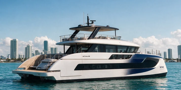 Максимальная ширина Sunreef Ultima 88 составляет 9.3 м, а объем интерьеров около 280 гросс-тонн