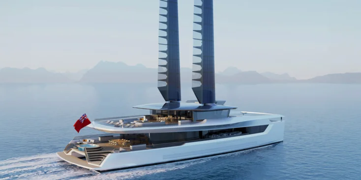 The wing sails for the 39.98-metre Dragonfly were designed by Rondal