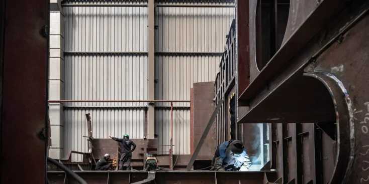 Welding work on the first Sirena 42M hull