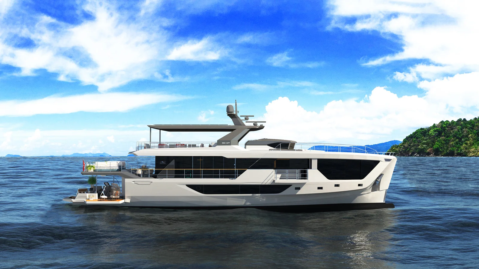 The Numarine 30XP yacht features interior and exterior design by Can Yalman