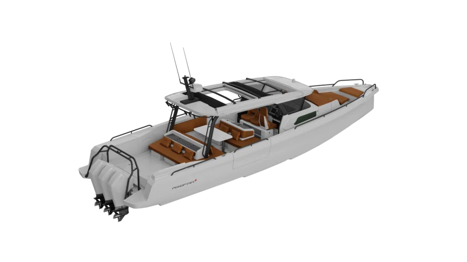 Aft Sofa version with the spacious open aft deck