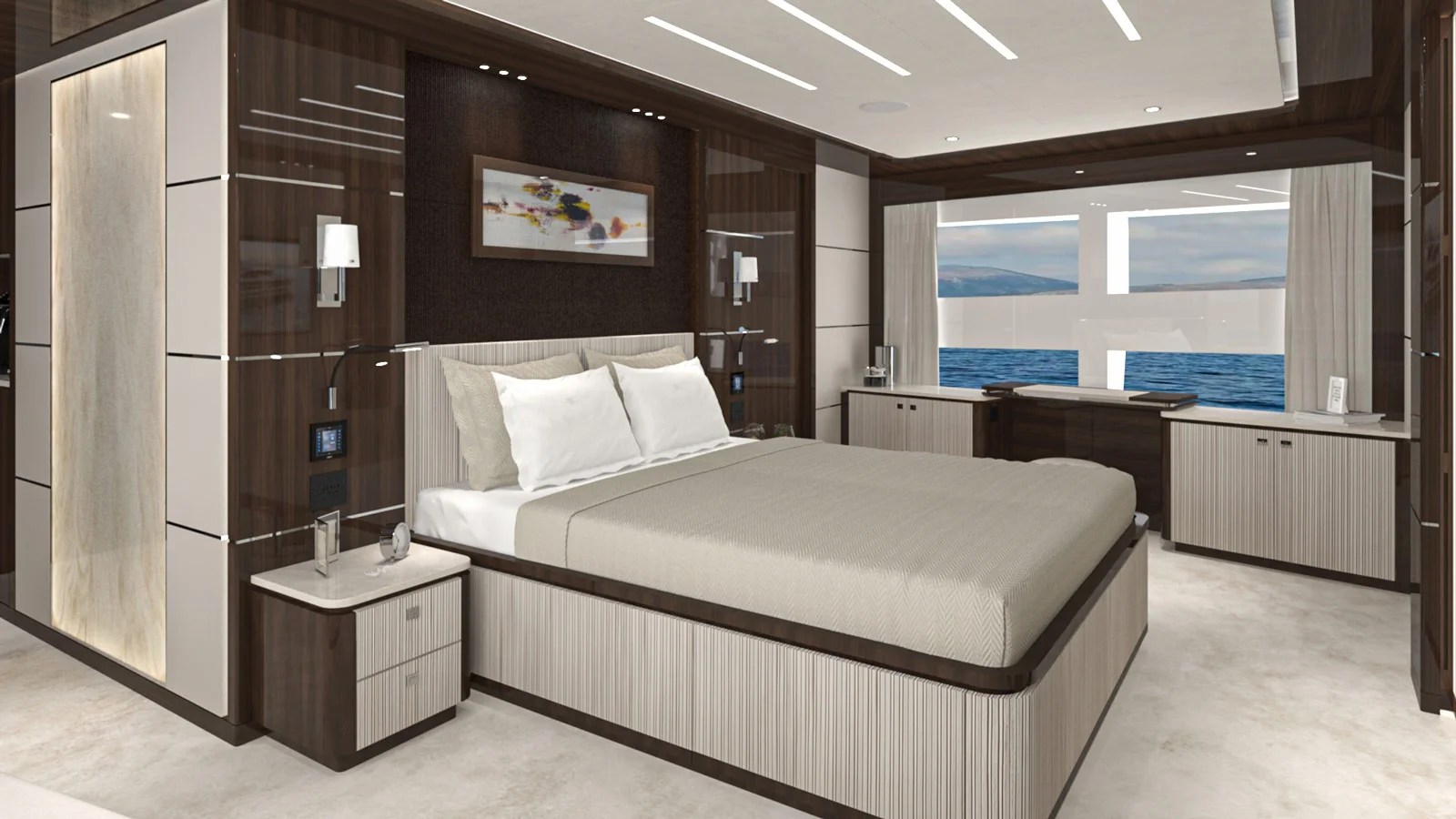Master suite on the Lazzara UHV 100's main deck