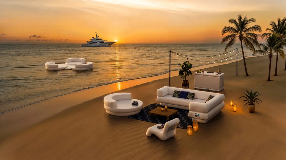 Клубный шезлонг остров и надувной угловой диван – две новинки от компании FunAir