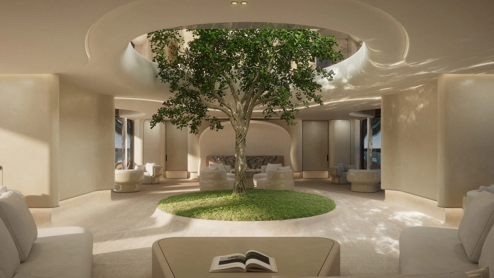 Вечнозеленый фикус Нитида – своеобразный смысловой центр Sanlorenzo 74Steel Virtuosity