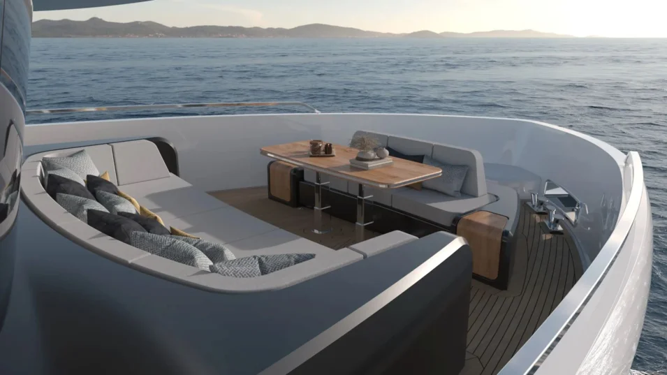 Lounge area on the foredeck