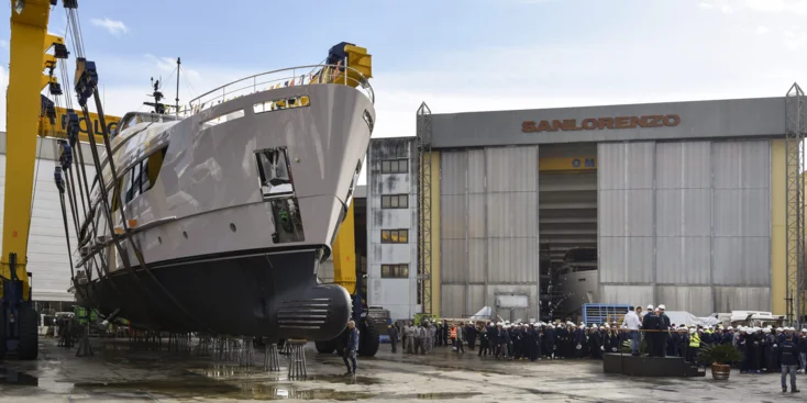 Launch of the yard's largest to date composite superyacht SD132