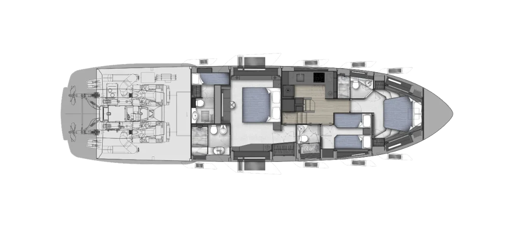 Lower deck: 3-cabin version