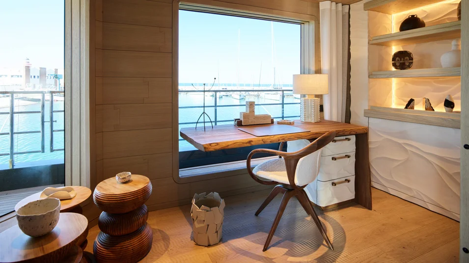 Office area in the owner's suite on board the СdM Nasiba