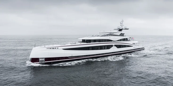 The Sparta superyacht features a fast displacement hull