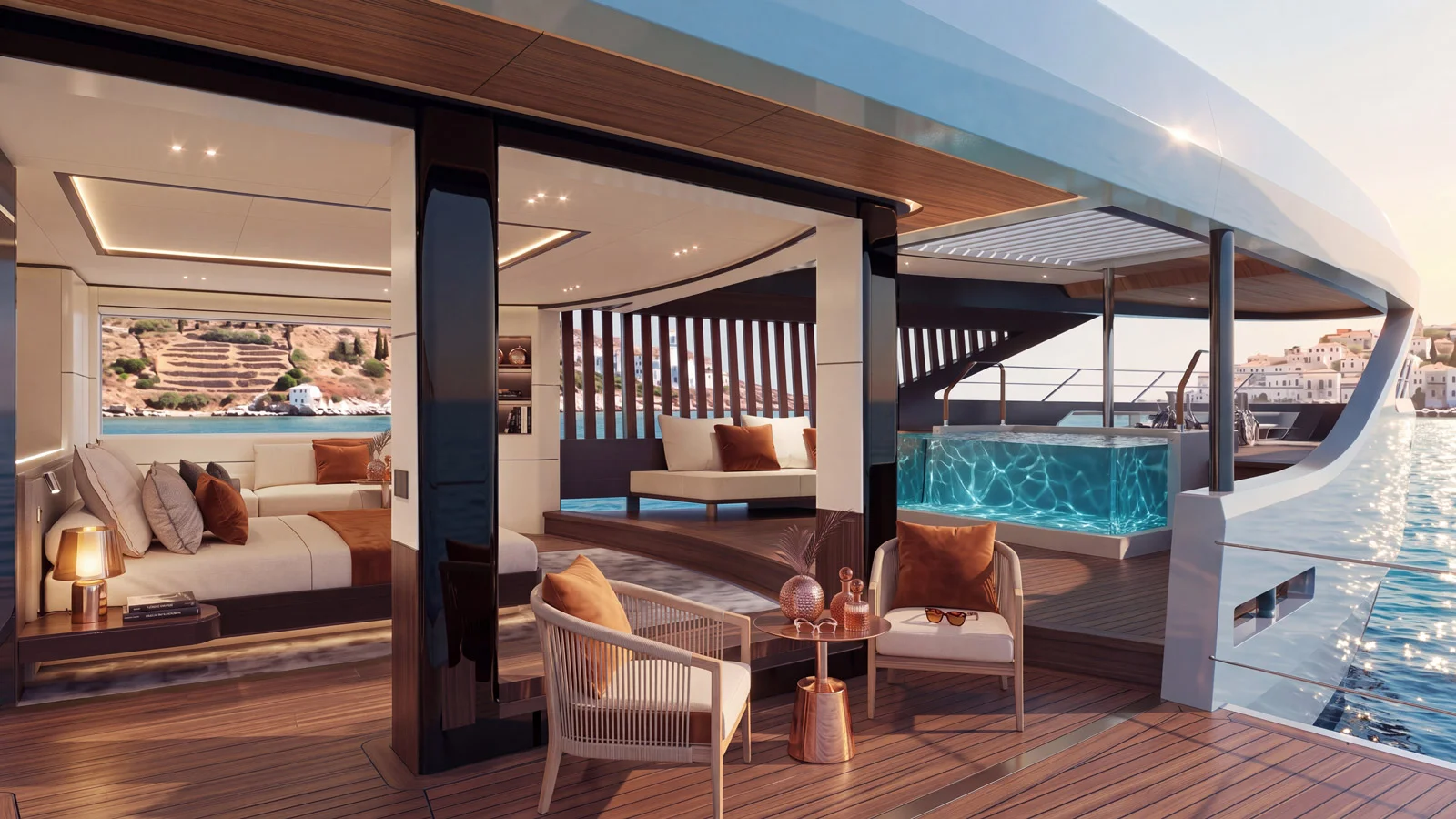 Owner's suite on the Maiora M|53 main deck forward