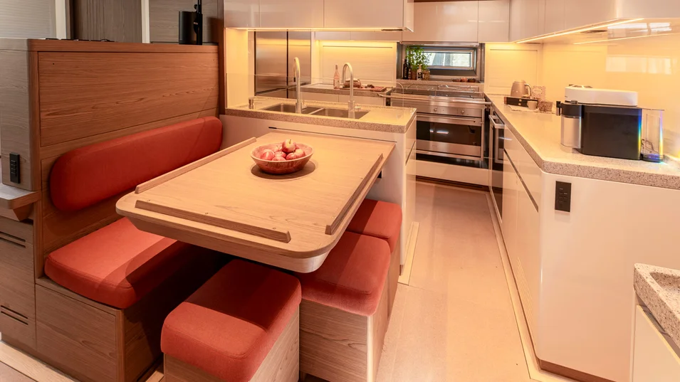 Galley and dining area on board the Southern Wind Kalantis