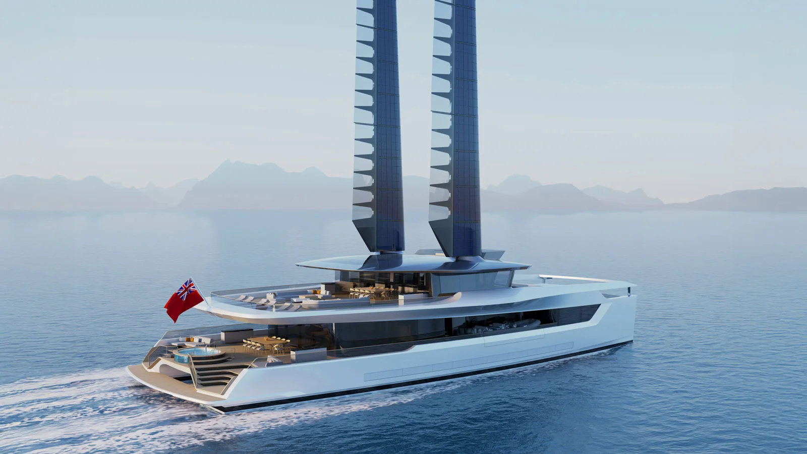 The wing sails for the 39.98-metre Dragonfly were designed by Rondal