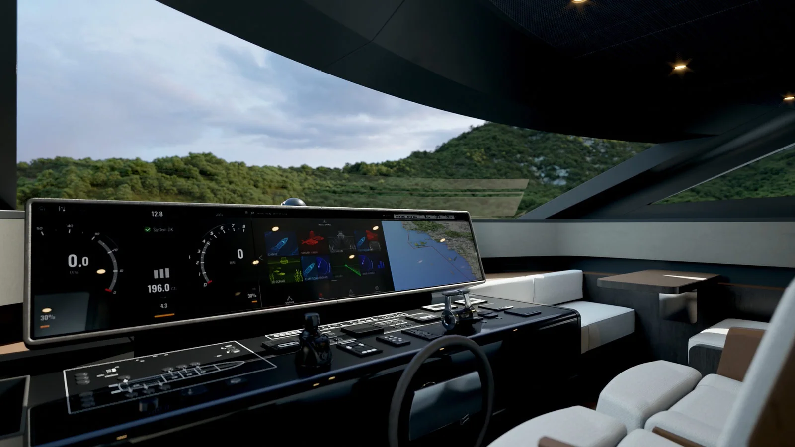 Ferretti Yachts 800's helm station