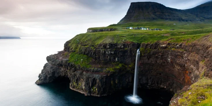 Gasadalur and the Múlafossur waterfall