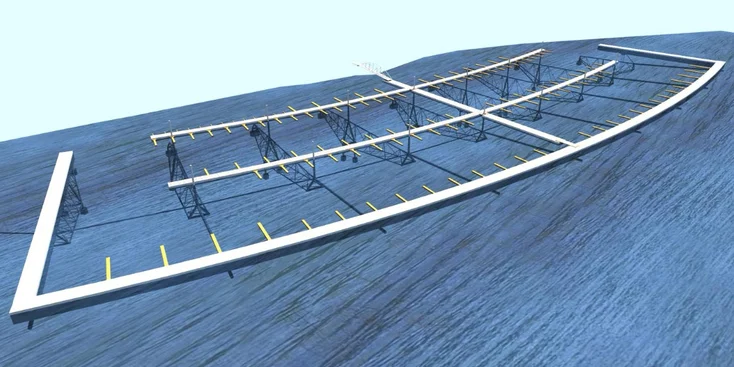 Система понтонных пирсов в марине Port of Gambarogno будут функционировать при повышении или понижении уровня воды в озере (перепад до 6 м)