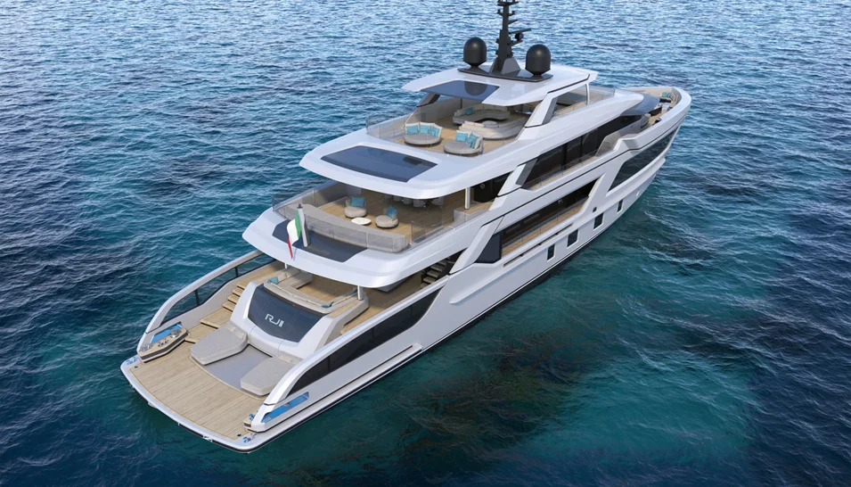 The exterior design of the RJ II superyacht was crafted by Francesco Paszkowki