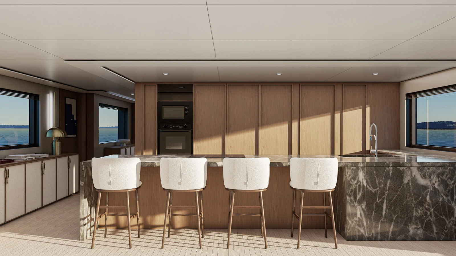 Bar and a galley on board the Delta Marine Longtail