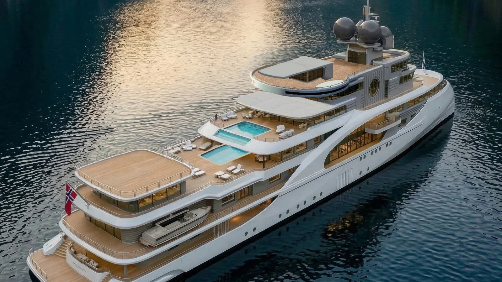 В кормовой части Palladino Yacht Design Wild One будет вертолетная площадка, а в углублении между надстройками – два бассейна