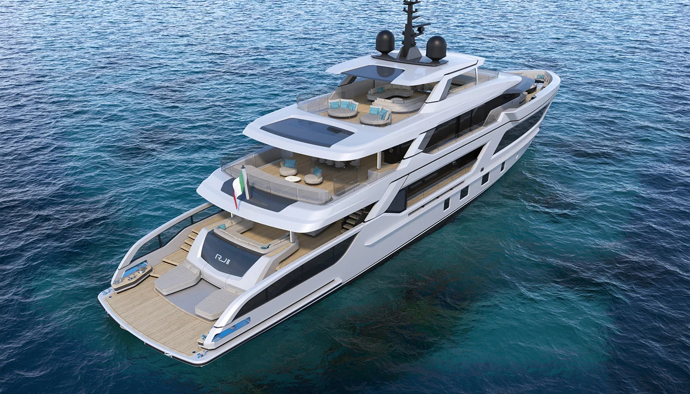 The exterior design of the RJ II superyacht was crafted by Francesco Paszkowki.