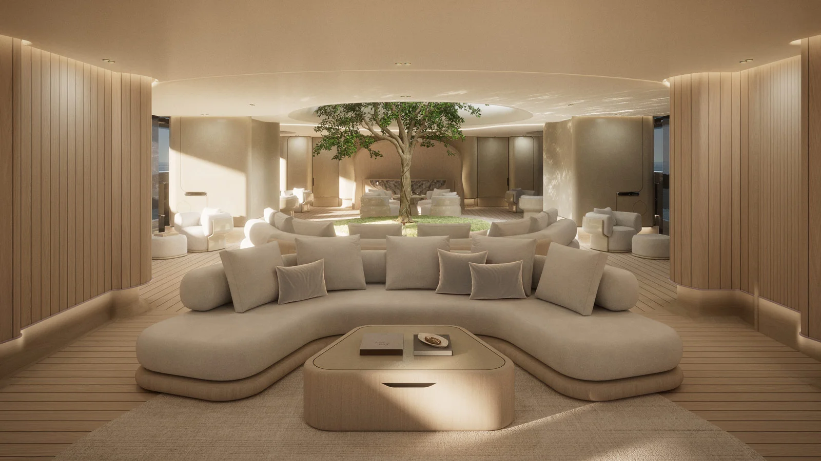 Гостиная в салоне на главной палубе Sanlorenzo 74Steel Virtuosity