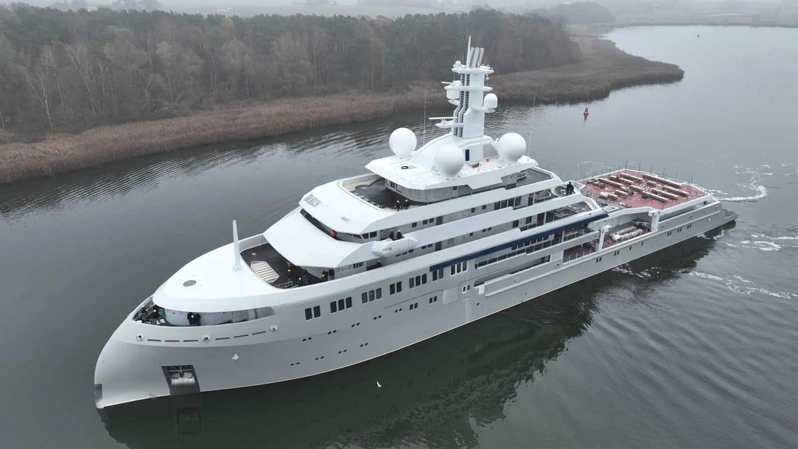 Icecap (107 m, 2023) is one of the most extraordinary superyachts from Lürssen: it’s an ice-breaking explorer with an axe-bow and a trawler-type superstructure