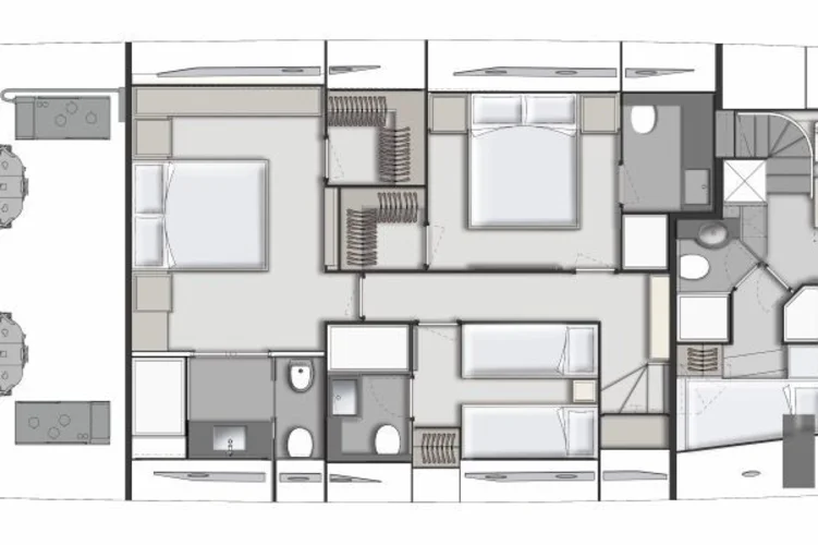 Lower deck: three-cabin version