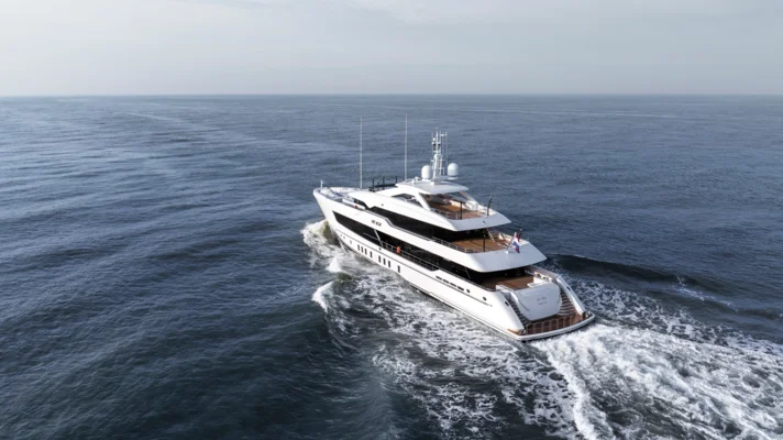 Iris Blue is the first yacht of the restyled 55-metre series