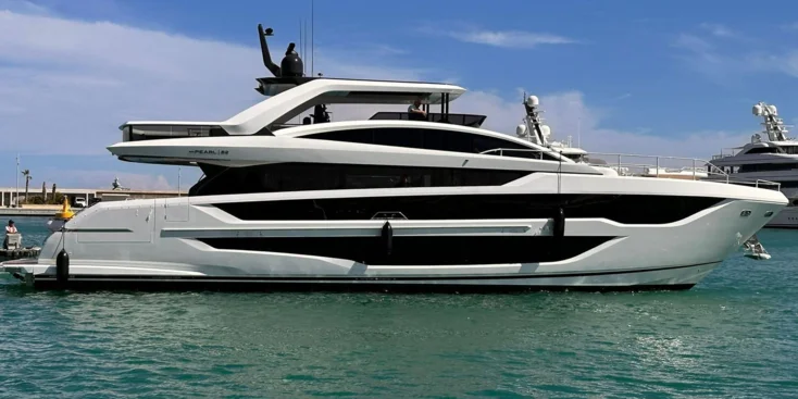 The exterior and naval architecture come from Dixon Yacht Design