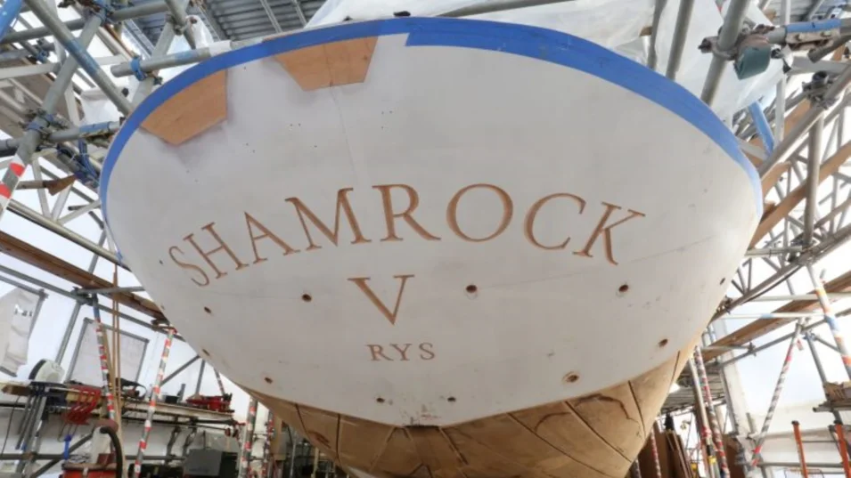 Shamrock V during the restoration process