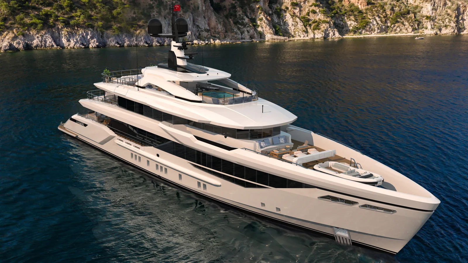 Экстерьер Bilgin 170 от Unique Yacht Design отличается современными и элегантными линиями профиля