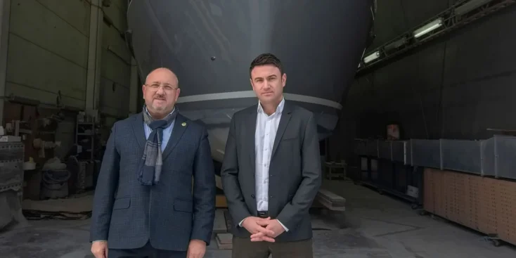 Victor Lider and Vladimir Lider at the shipyard in Ushakovo, Kaliningrad region