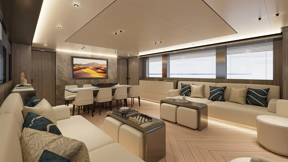 Main saloon on board the Antonini Navi XPD95