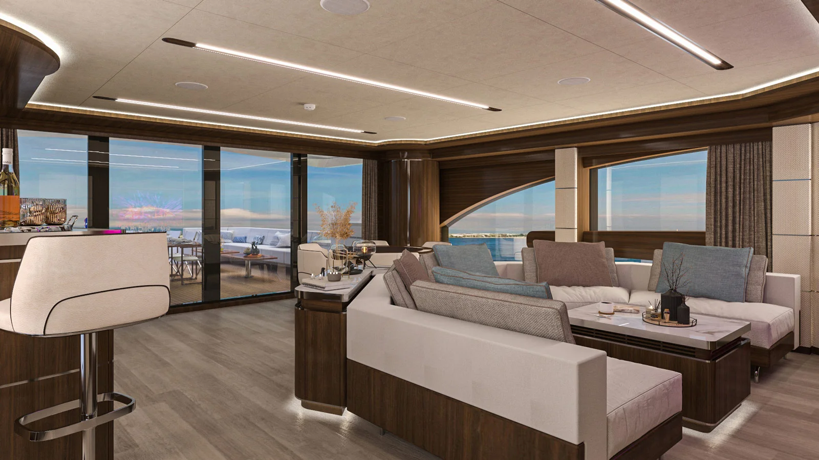 Lazzara UHV 100's upper deck saloon