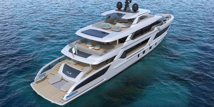 The exterior design of the RJ II superyacht was crafted by Francesco Paszkowki.