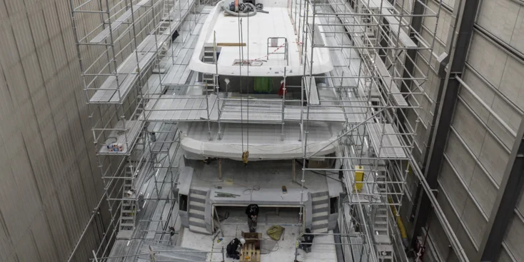 Construction on the first Sirena 118 unit at Turkish Sirena Yachts